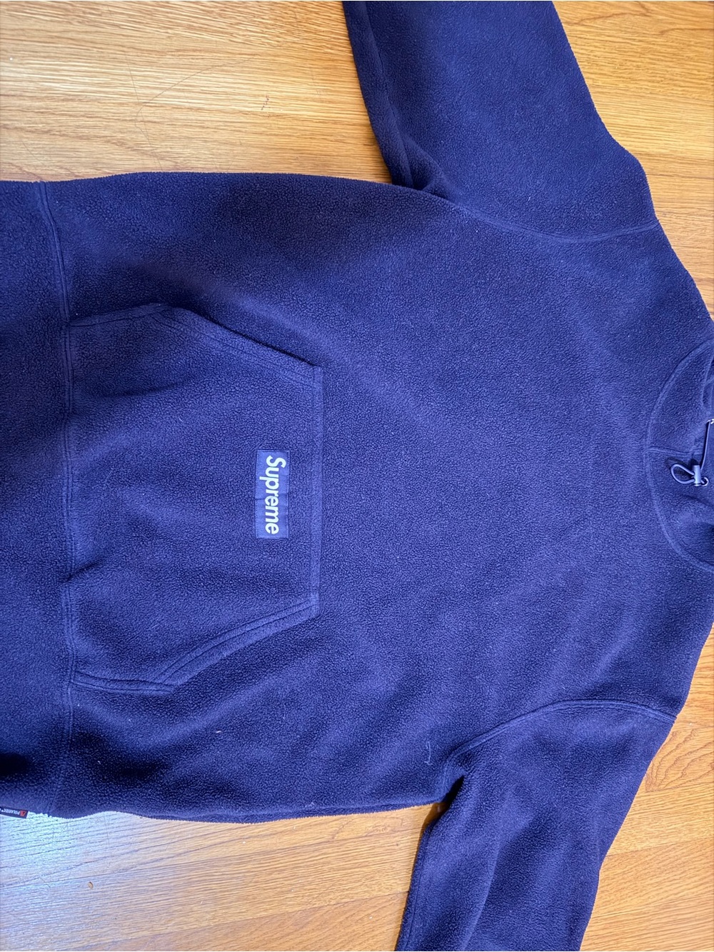 Supreme Navy Pullover Hoodie with Front Pocket - Picture 2 of 2